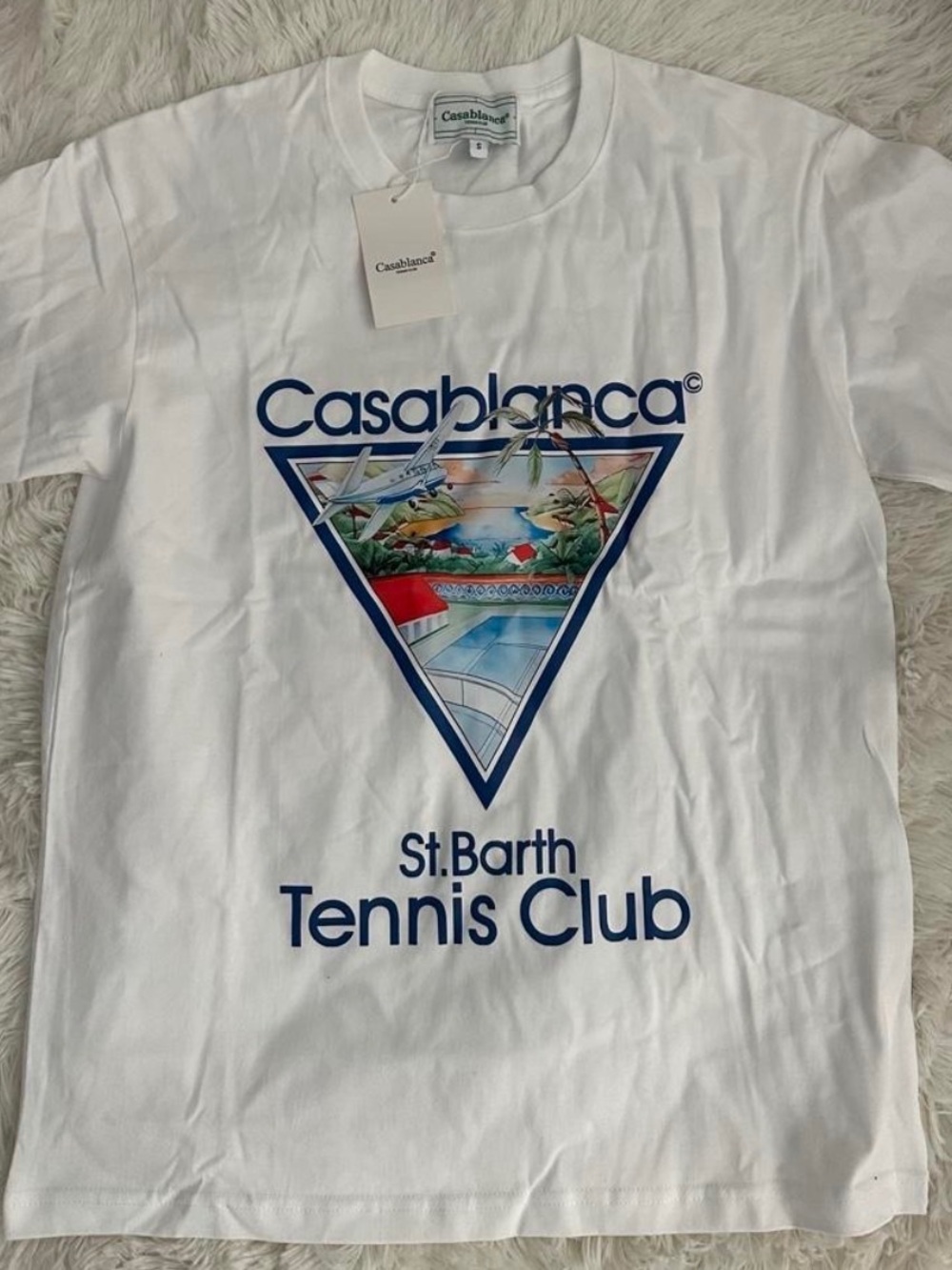 Casablanca White 'St. Barth Tennis Club' Graphic Short Sleeve Tee